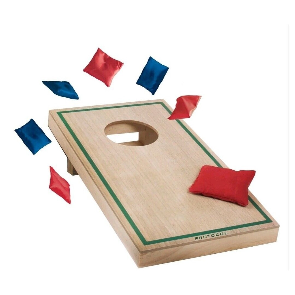 Protocol Winning Wooden Aim Desktop Weighted Beanbag Toss Game 6 Pieces